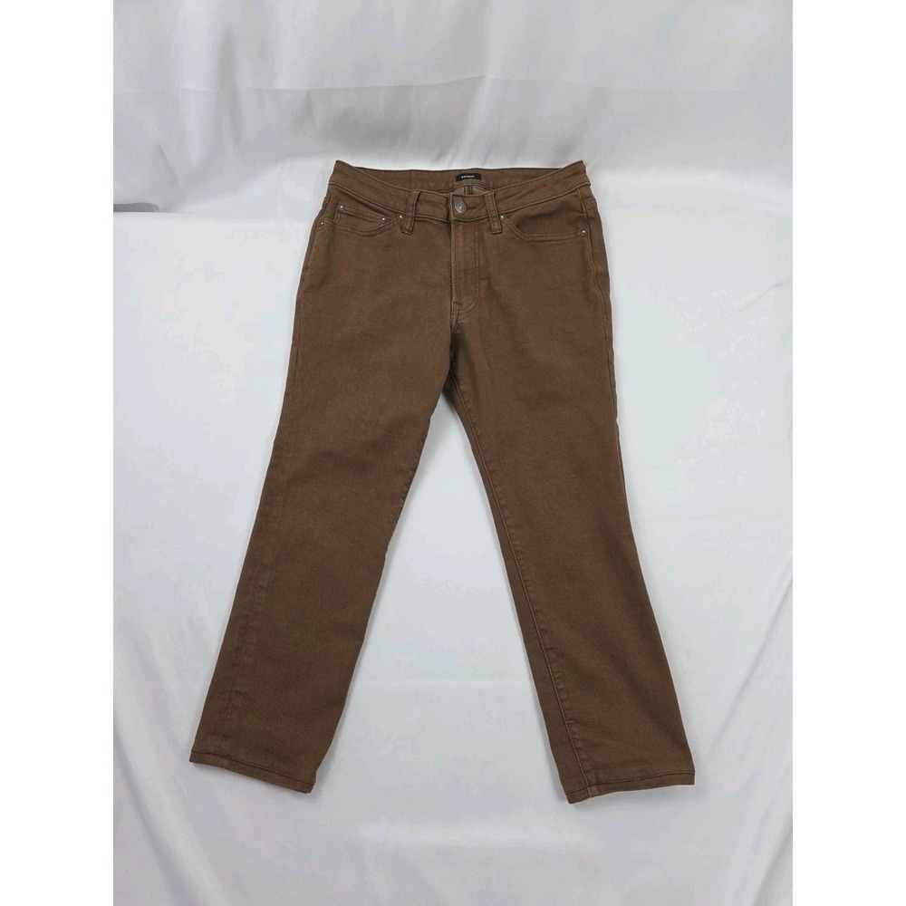 Express‎ Skinny Mid Rise Crop Jeans Womens 30 Waist Brown Flex Cropped Slim Fit
